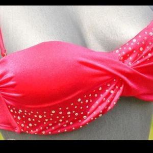 Victoria Secret Hot Pink Bikini Top w/Rhinestones